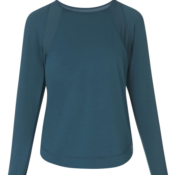 Sweaty Betty Breathe Easy Mesh Long Sleeve Top - Deep Green - size M - Picture 4 of 5